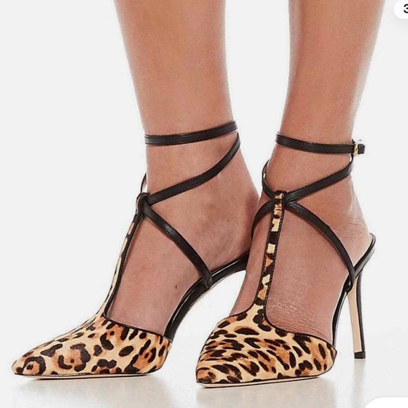 ANTONIO MELANI 'Molone' Women's Slingback Heels Cheetah T-Strap Pointed Toe Sz 7 - Picture 2 of 16